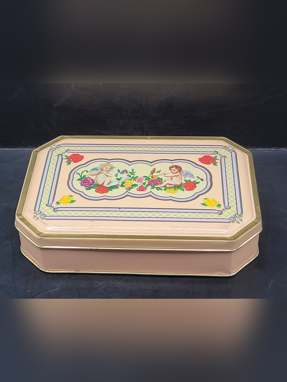 Vintage Hudson Scott Cherub Tin Box Carlisle England 6.5”